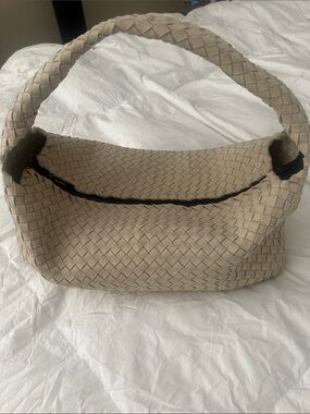 Woven Linen Hobo Shoulder Bag - Natural